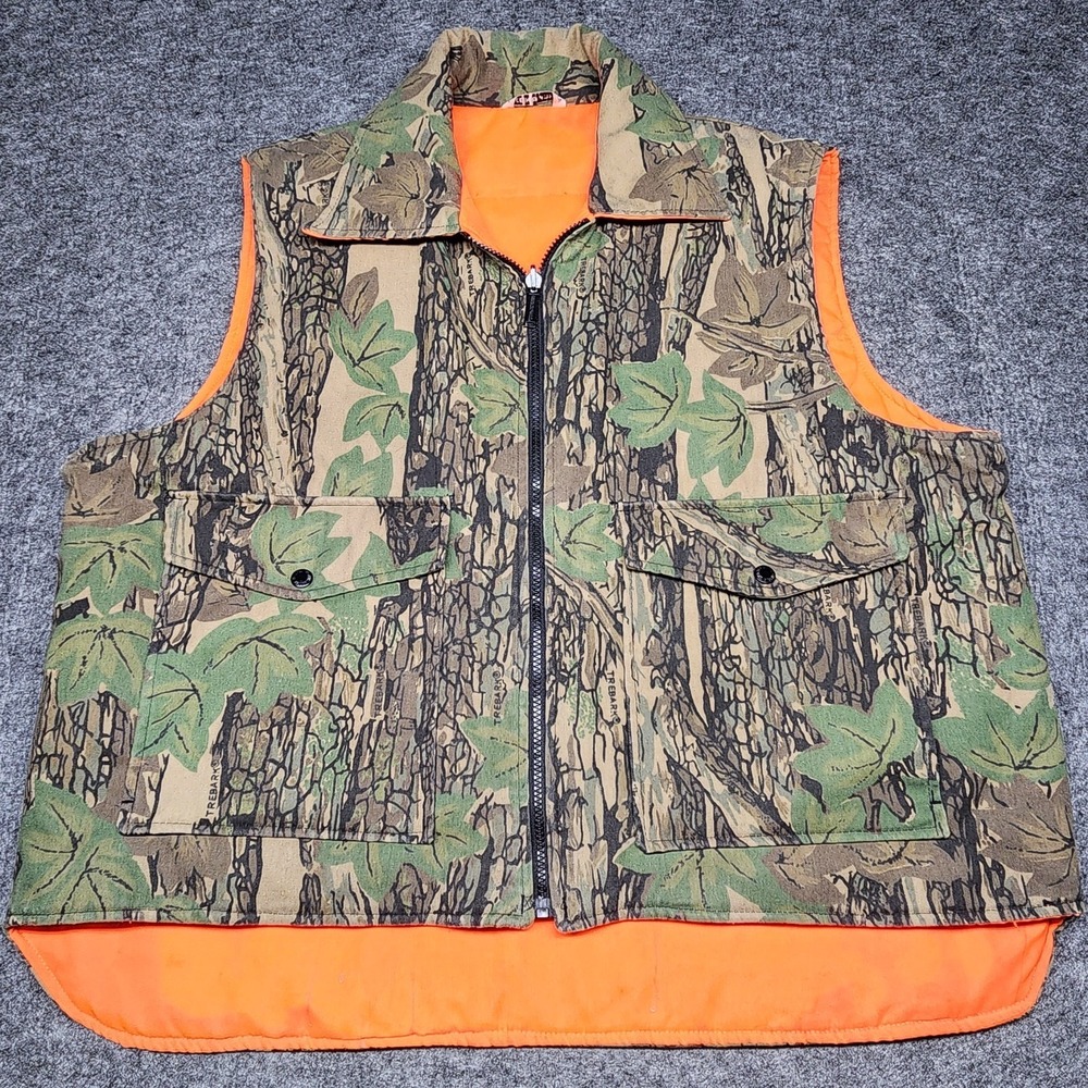 Winchester Mens Vintage Reversible Trebark Camo Blazer Orange Hunting‎ Vest XL